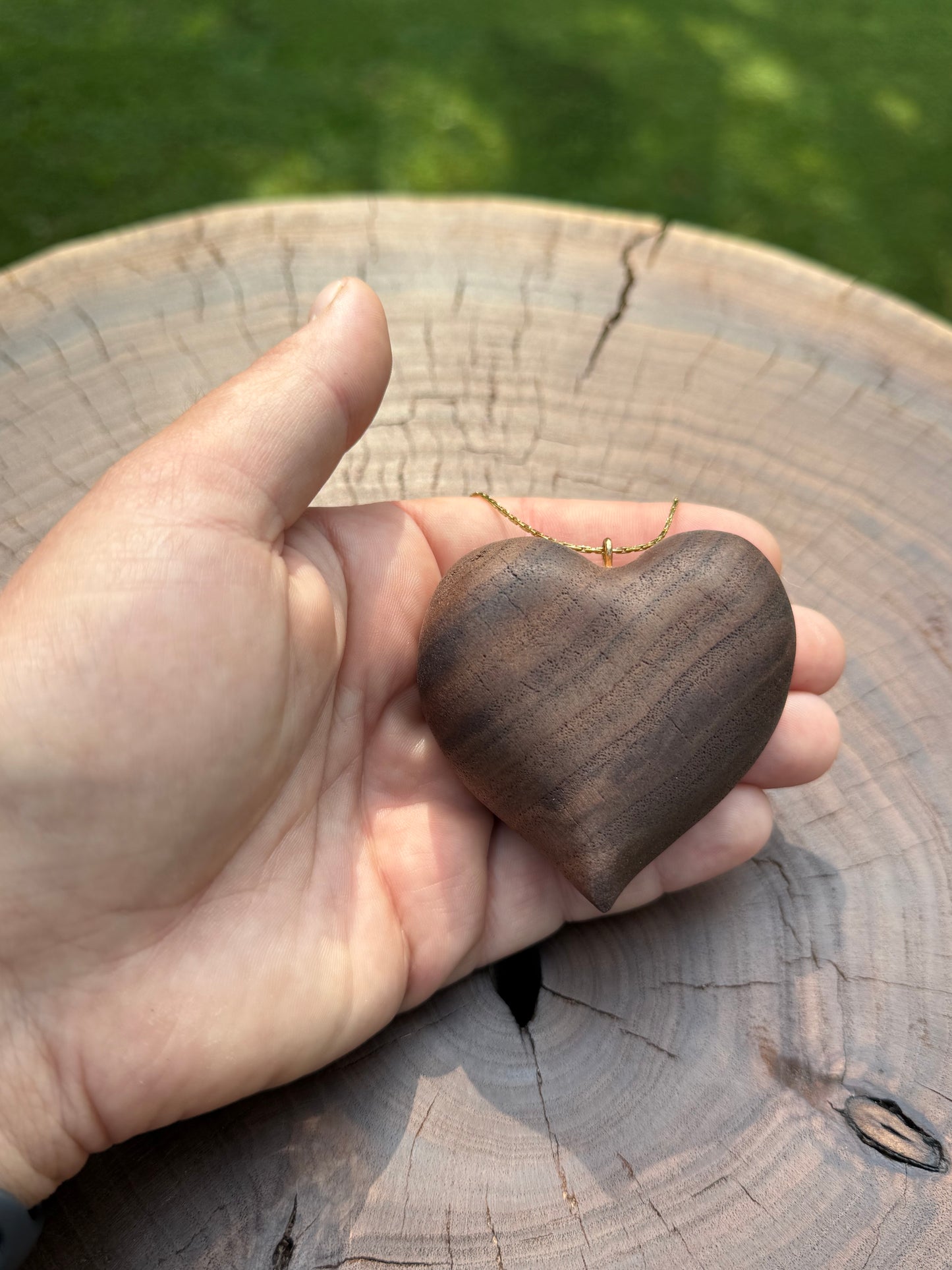Hand-Carved Walnut Heart Necklace | Luxe Wood Pendant (2.5″)