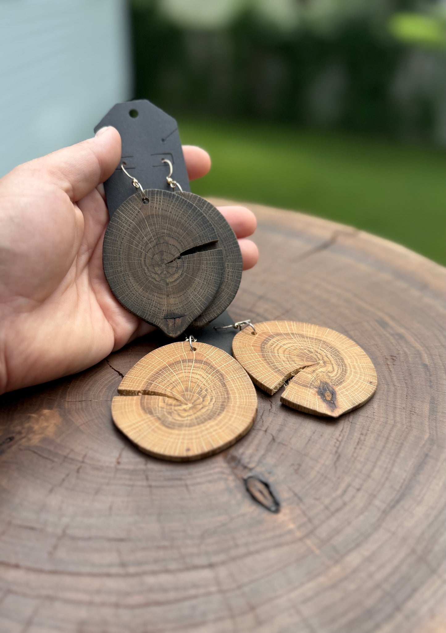 Live-Edge Walnut Slice Earrings | Bold Natural Statement Jewelry