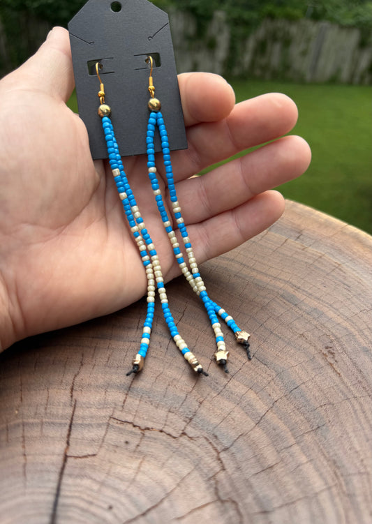 Long Beaded Fringe Earrings | Statement Boho Dangle Jewelry