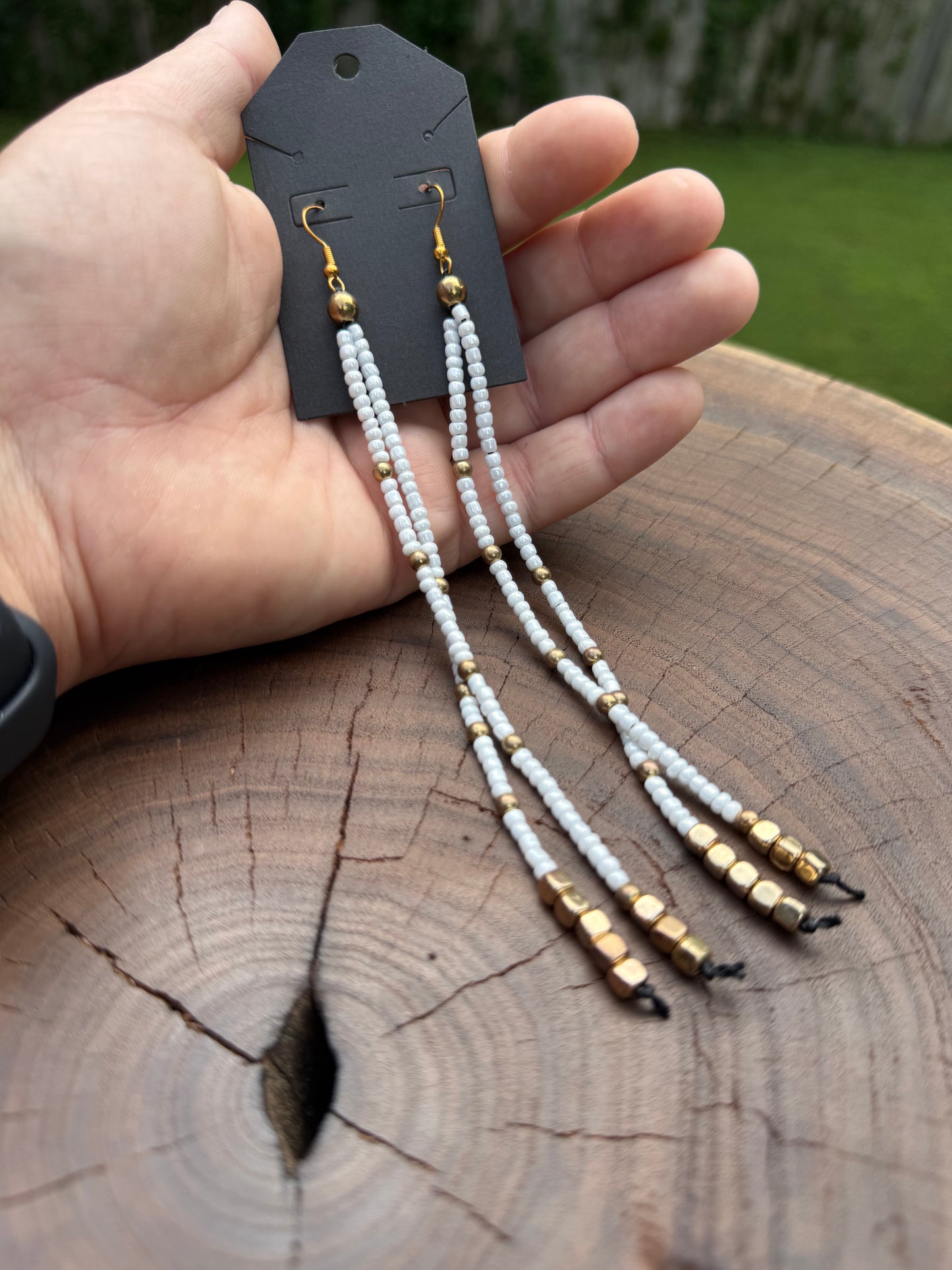 Long Beaded Fringe Earrings | Statement Boho Dangle Jewelry