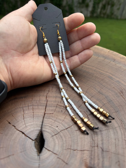 Long Beaded Fringe Earrings | Statement Boho Dangle Jewelry