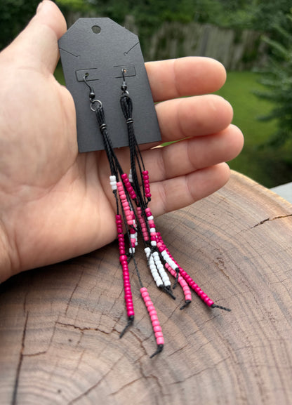 Long Beaded Fringe Earrings | Statement Boho Dangle Jewelry